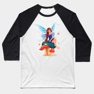 little fairy sitting mushroom Baseball T-Shirt